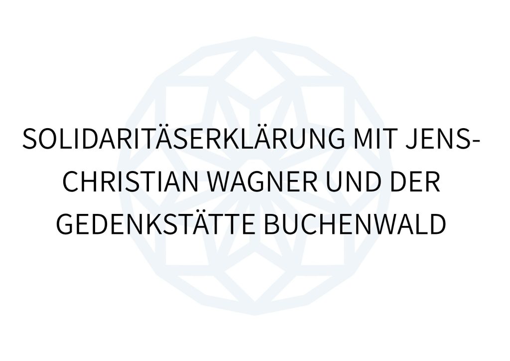 Ein bild zeigt die symbolische Rosette der Villa Merländer, davor steht der Text "Solidaritätserklärung mit Jans-Christian Wagner und der Gedenkstätte Buchenwald"